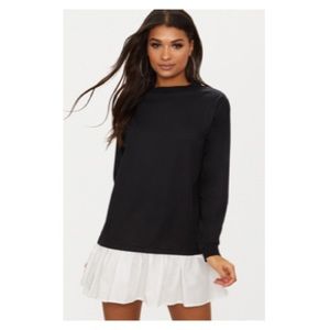PrettyLittleThing Sweater Dress with Poplin Frill